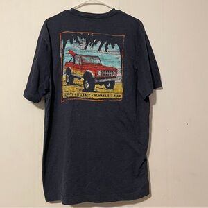 G.H. Bass & Co Blue Short Sleeve Graphic T Shirt Always On Track,Always Off Road